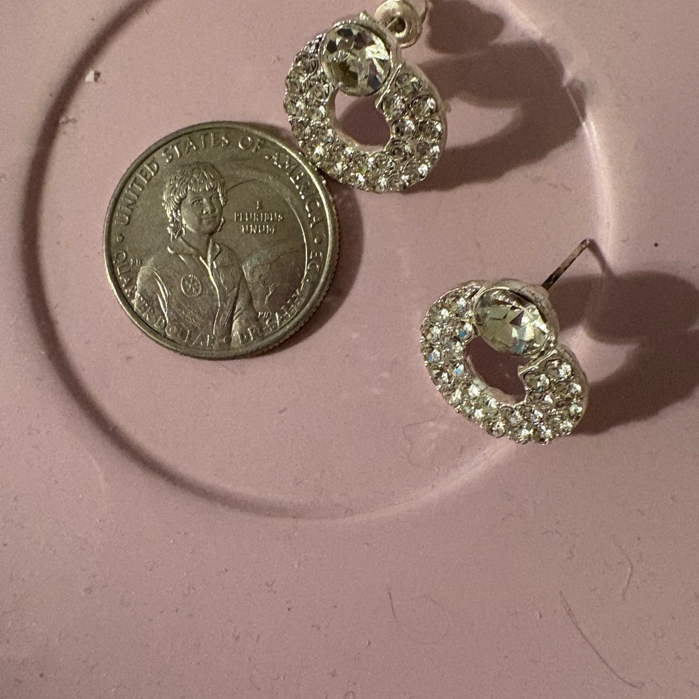 Sparkling Silver Rhinestone Earrings - Picture 4 of 5